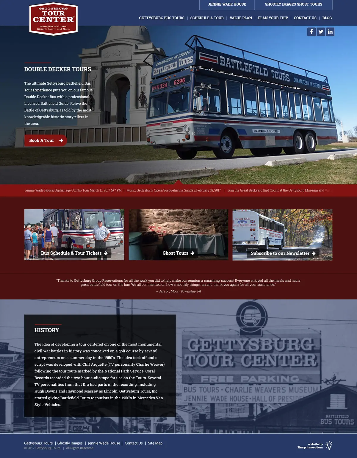 Gettysburg Battlefield Tours homepage design