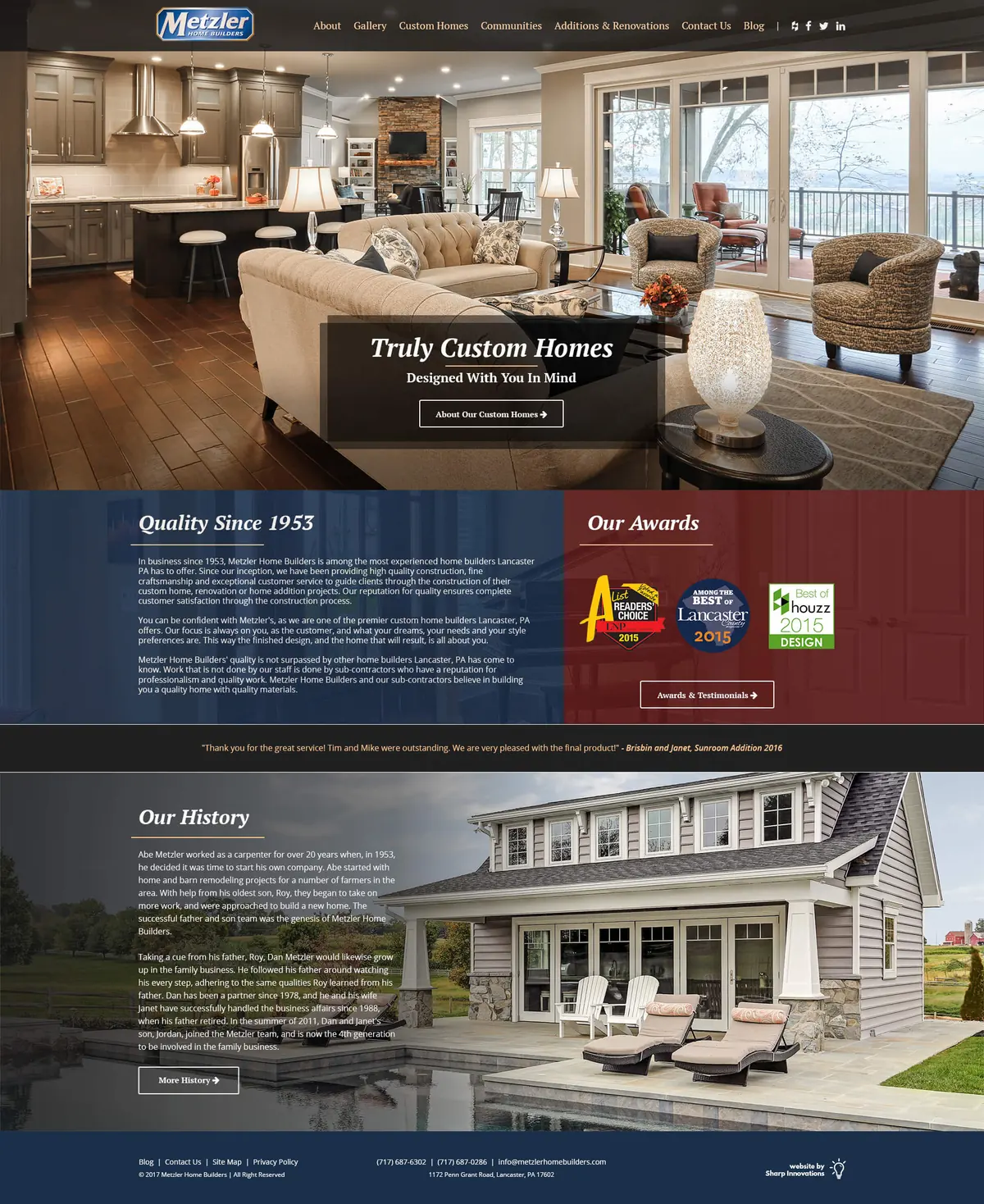 Metzler Home Builders homepage design