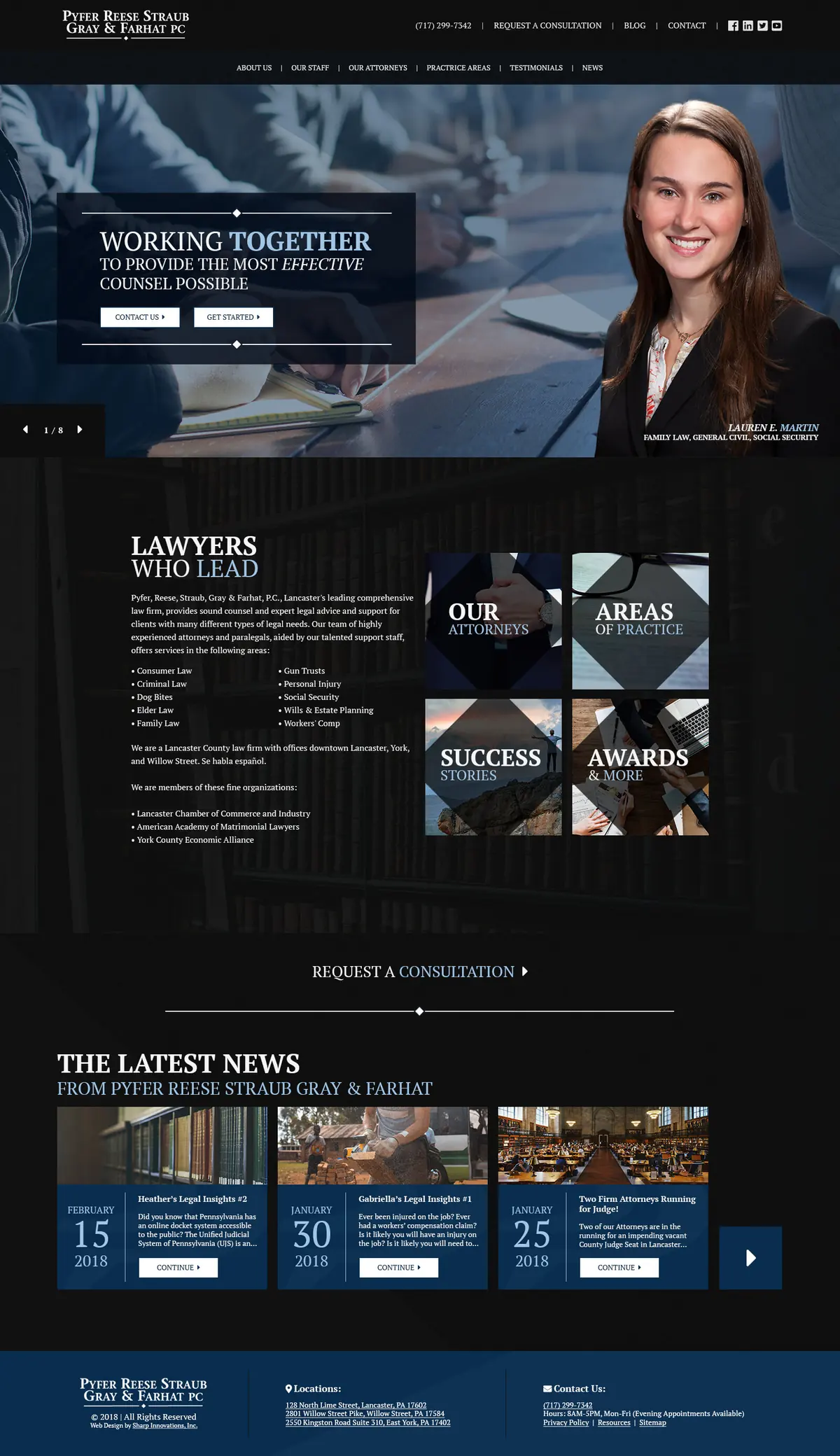 Pyfer Reese homepage design